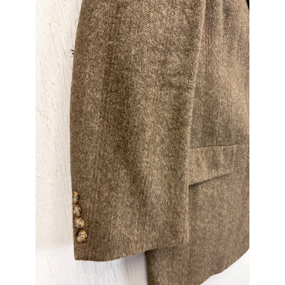 Mens Hart Schaffner & Marx Herringbone Sport Coat Jacket Size 48S Brown
